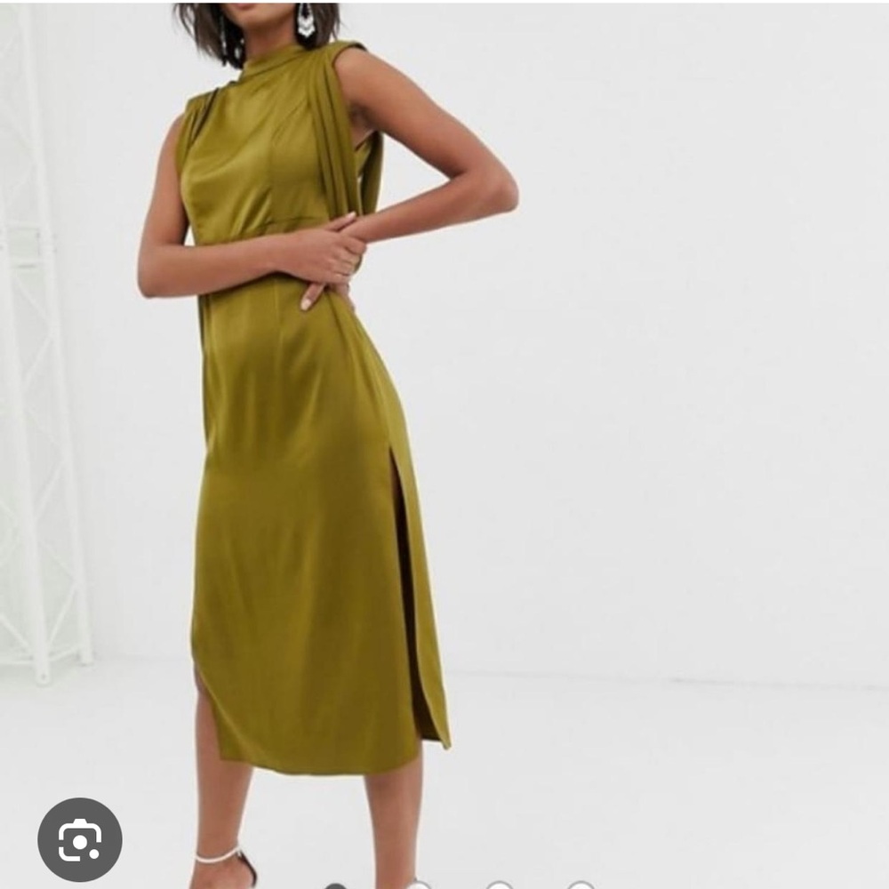 Asos Olive Satin Dress